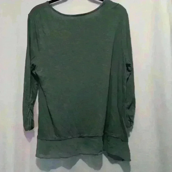 style and Co. moss/ army green top lightweight layered top long sleeve size L - Picture 4 of 5